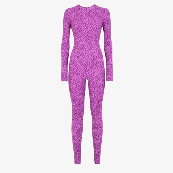 Fendi X SKIMS Crewneck Full 1pc Jumpsuit BodySuit COLORADO Purple Size 2X - Picture 2 of 4
